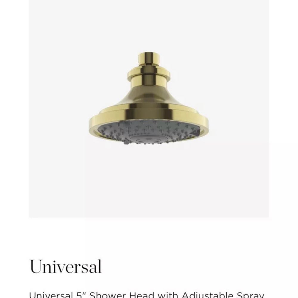 Waterworks Universal 5" Shower Head with Adjustable Spray 1.5gpm in unlacquered